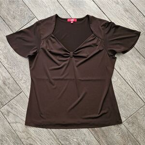 Anne Klein Sport Brown Short Sleeve Top Size L